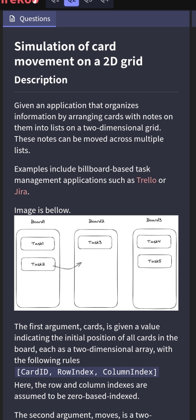 Solved: Questions Simulation of card movement on a 2D grid Description ...