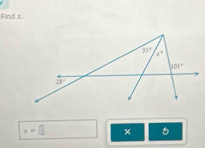 Find x.
x=□
%