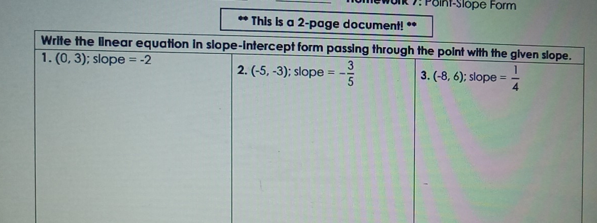 7: Point-Slôpe Form
Thi