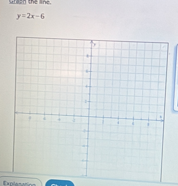 Graph the line.
y=2x-6
Explanation