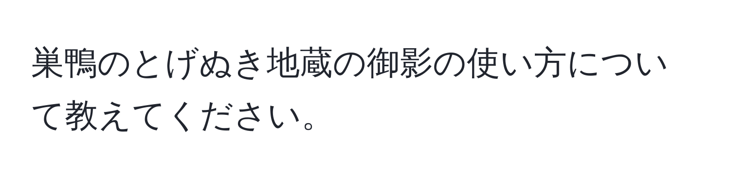 巣鴨のとげぬき地蔵の御影の使い方について教えてください。