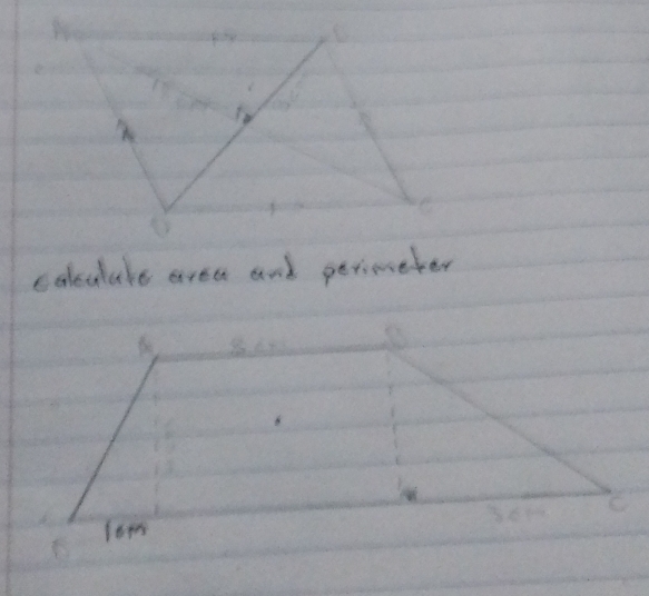 colculats area and perimeter