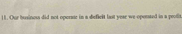 Our business did not operate in a deficit last year we operated in a profit