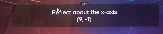 1/22 
Reflect about the x-axis
(9,-1)