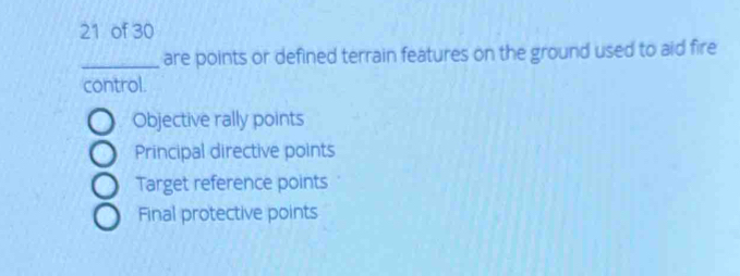 Solved: of 30 _are points or defined terrain features on the ground ...