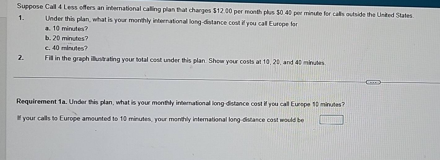 Solved: Suppose Call 4 Less offers an international calling plan that ...