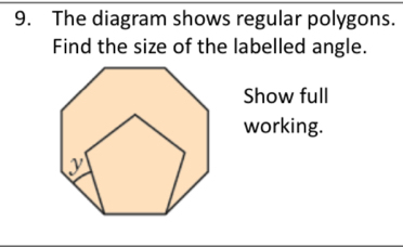 Solved: The diagram shows regular polygons. Find the size of the ...