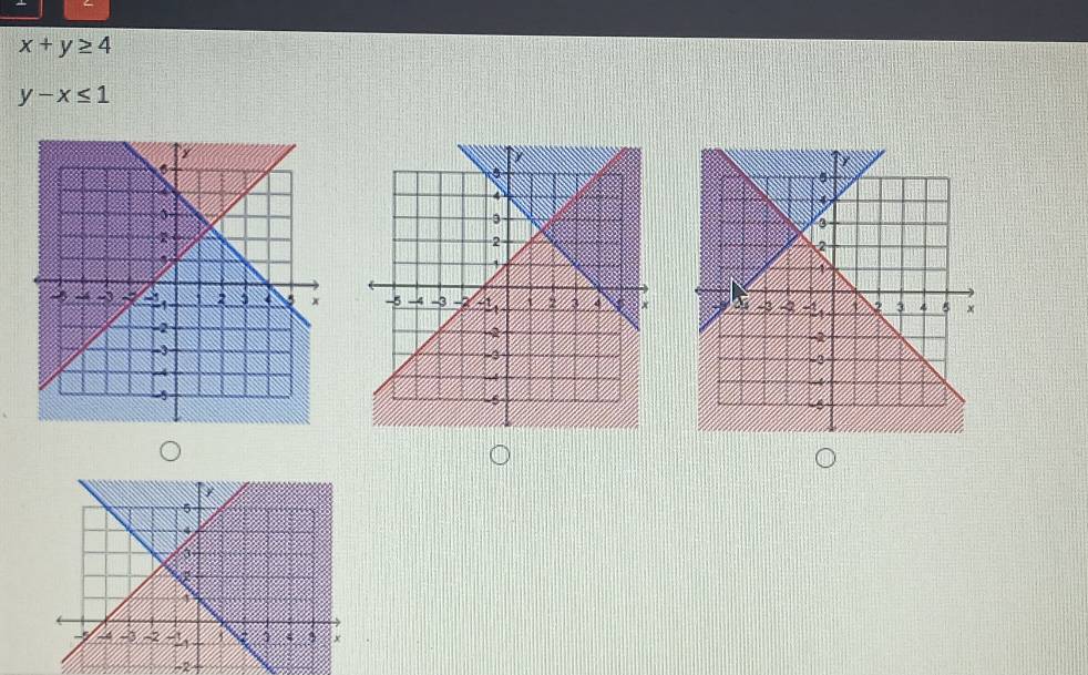 x+y≥ 4
y-x≤ 1

-2