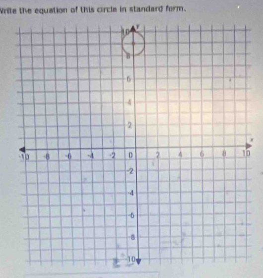 Vrite the equation of this circle in standard form. 
0