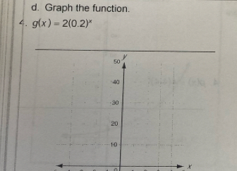 Graph the function. 
4. g(x)=2(0.2)^x
x