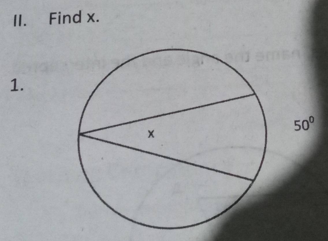 Find x. 
1.
50°