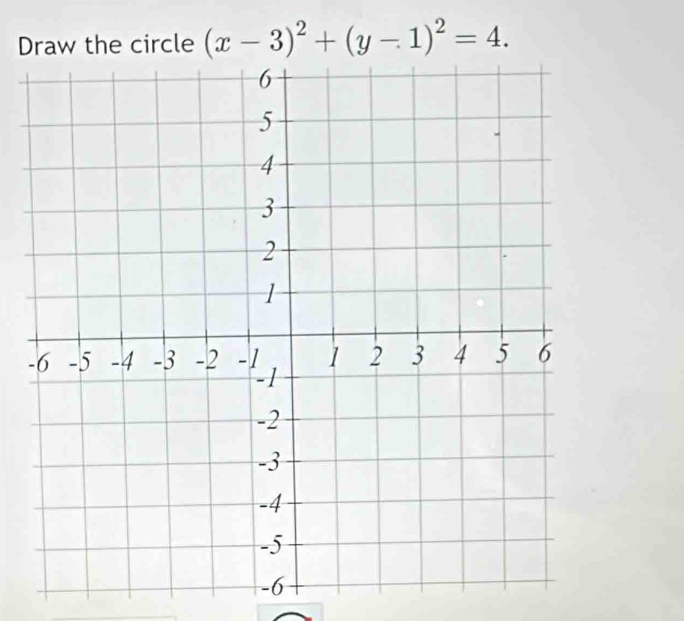 Draw the circle (x-3)^2+(y-1)^2=4.