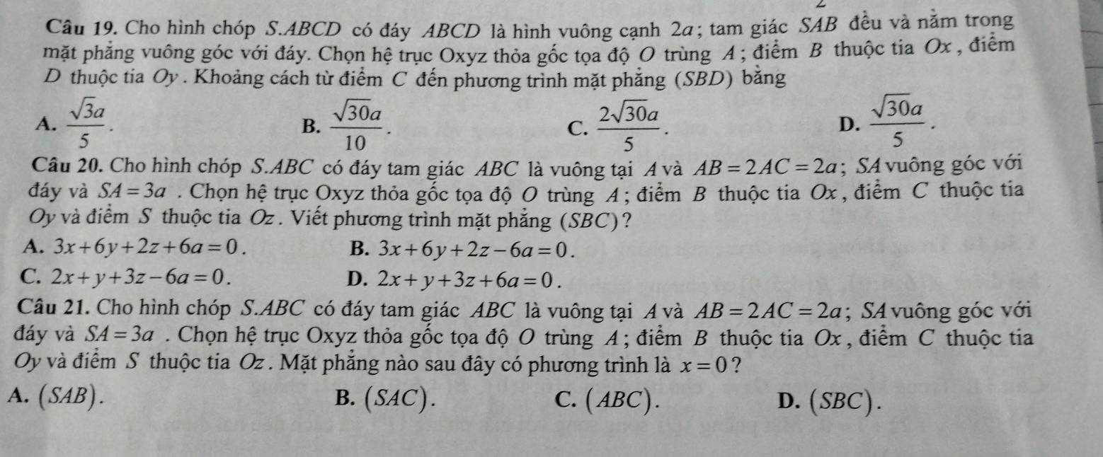 Giải quyết:Cho hình chóp S. ABCD có đáy ABCD là hình vuông cạnh 2a; tam ...