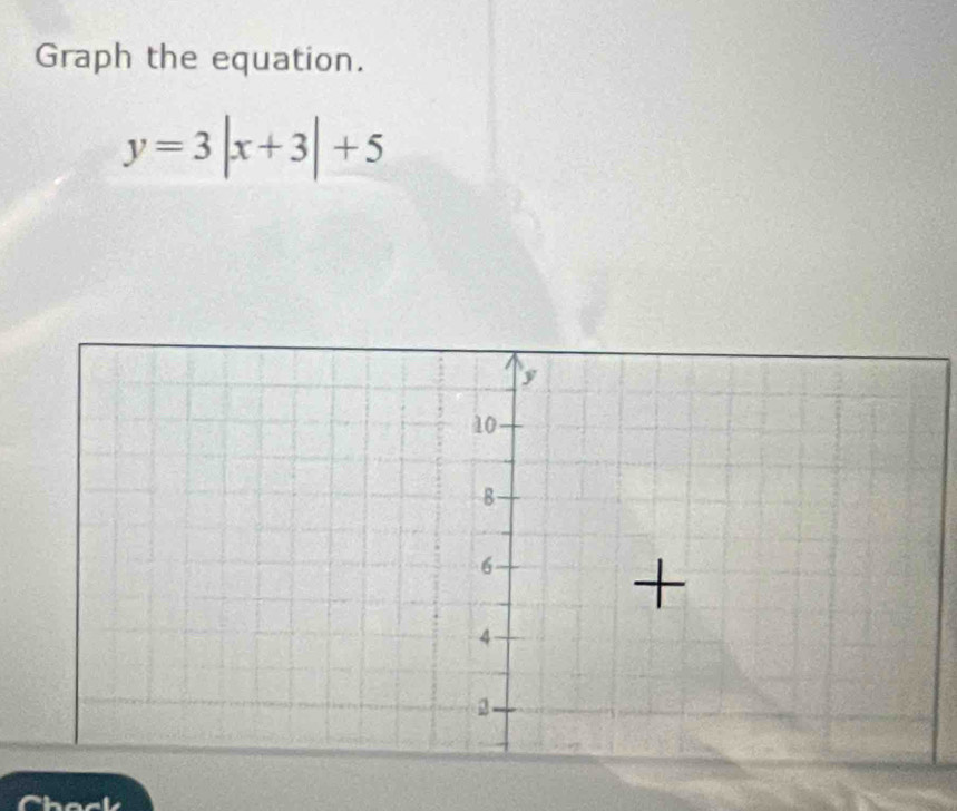 Graph the equation.
y=3|x+3|+5
he