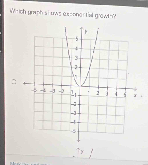 Which graph shows exponential growth? 
。
y
Mark thi