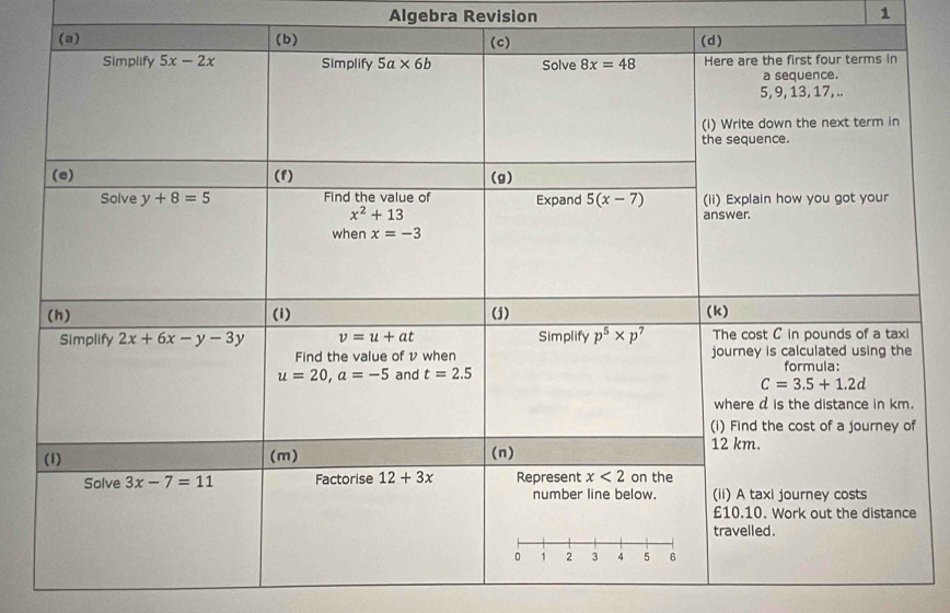 Algebra Revision 1