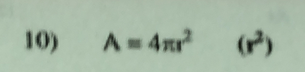 A=4π r^(2° (r^2))