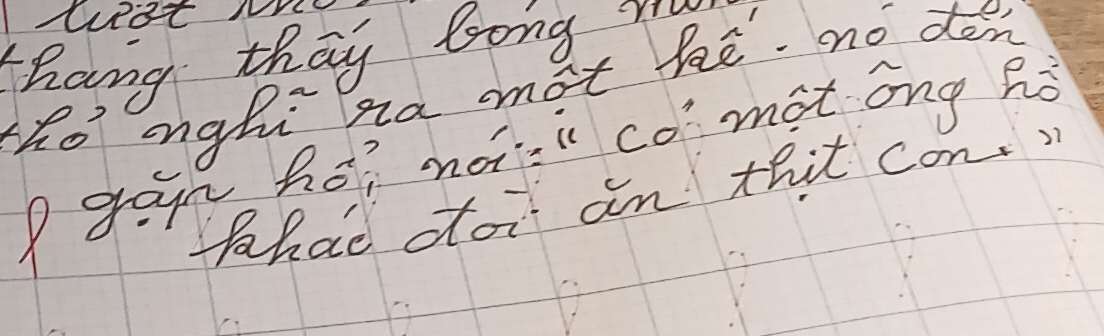 eat MV 
thang thay bong r 
tho onghi za mot hē. nó don 
Igam he noii co mot ong Rò 
thad otoi an thit con.