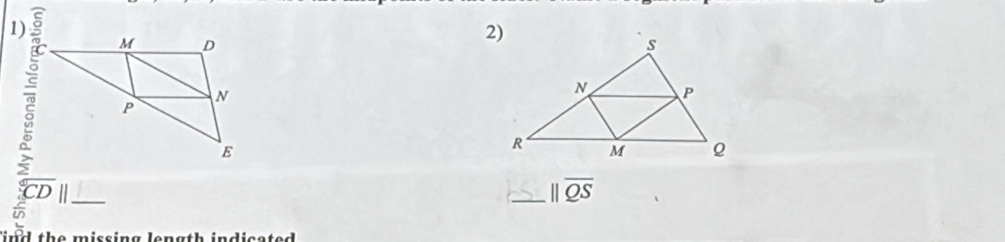 ind the missing length indicated