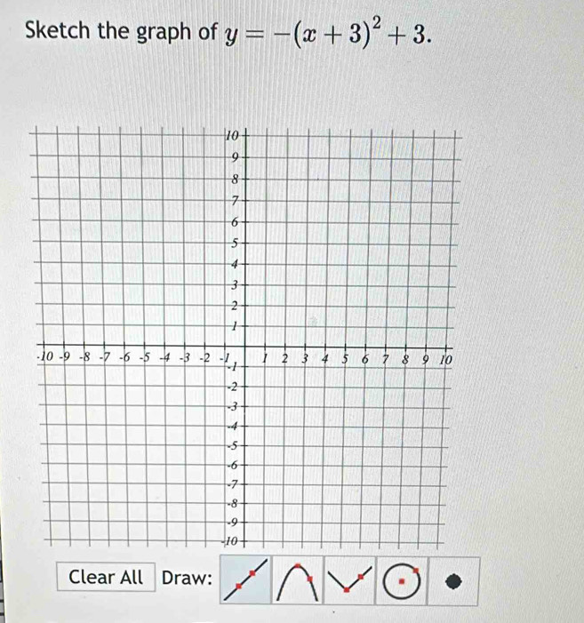 Sketch the graph of y=-(x+3)^2+3. 
Clear All Draw: