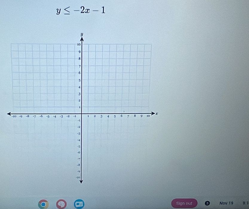 y≤ -2x-1
Sign out Nov 19 9.1