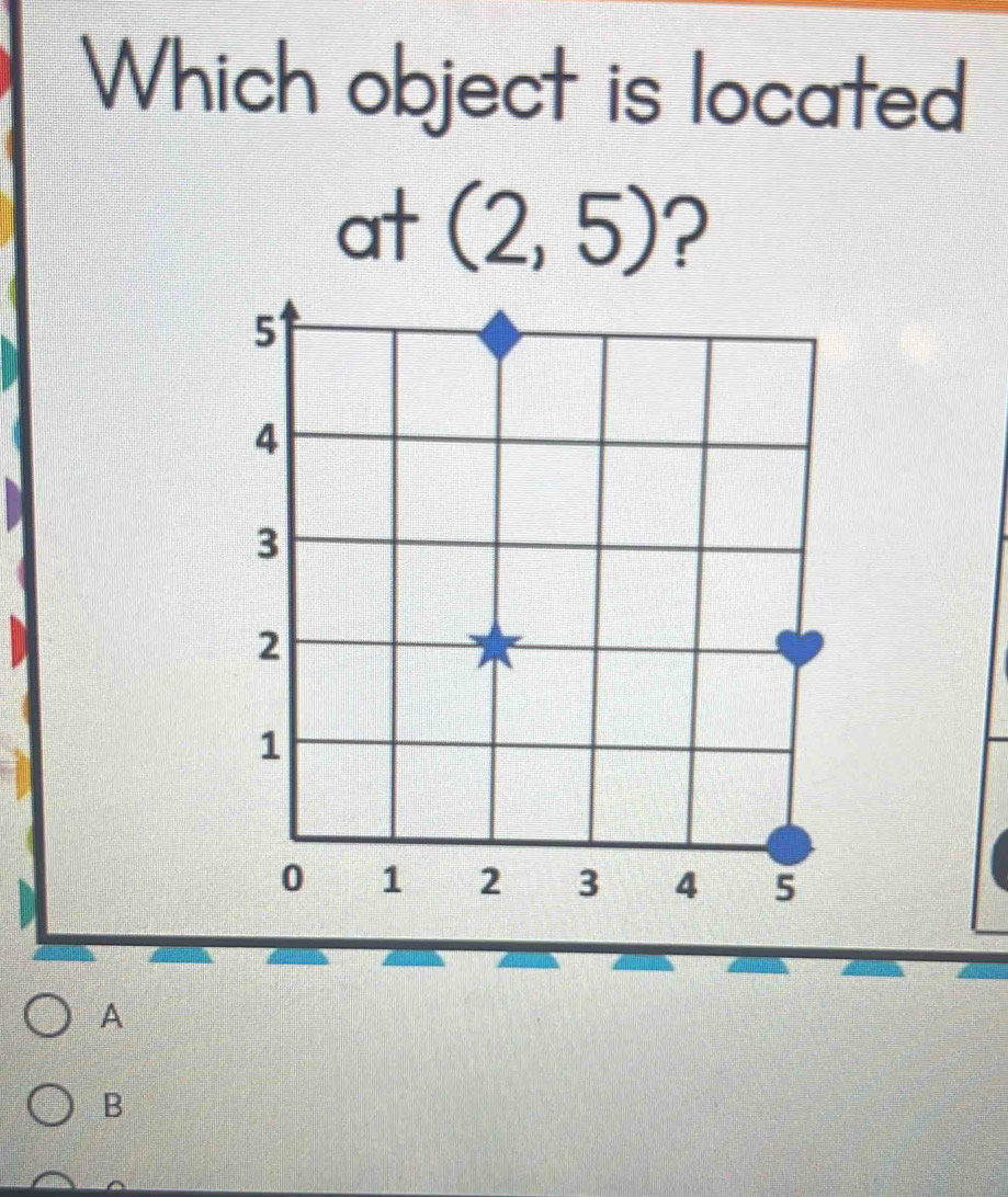 Which object is located
at(2,5) ? 
A 
B