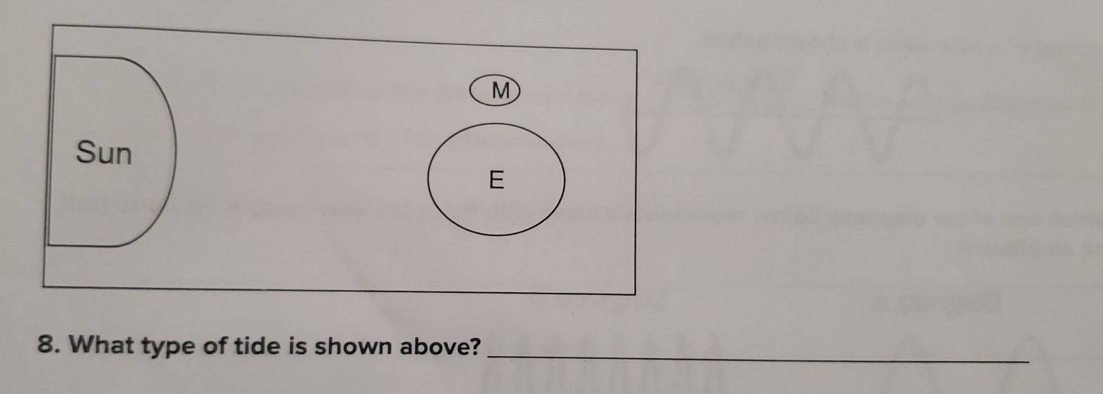 Sun 
E 
8. What type of tide is shown above?_