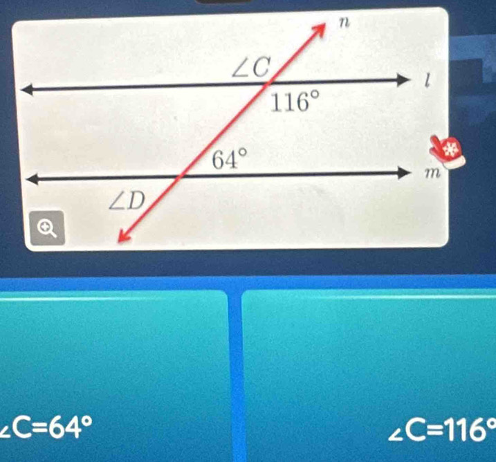 ∠ C=64°
∠ C=116°