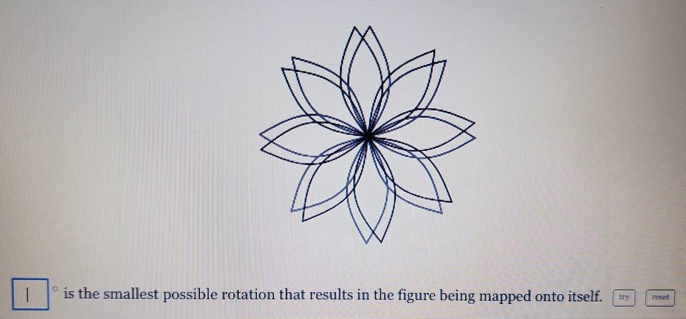 is the smallest possible rotation that results in the figure being mapped onto itself. reset