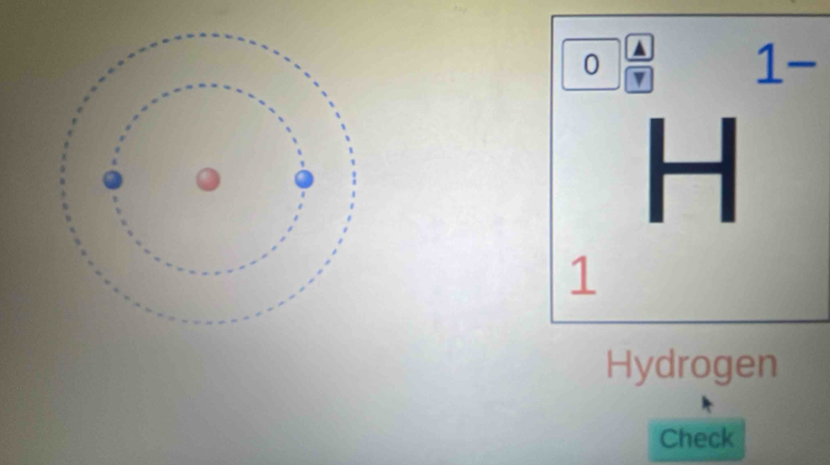 0 □  4/7 
1-
H
1
Hydrogen 
Check