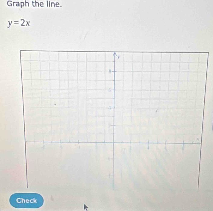 Graph the line.
y=2x
Check