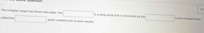 Solved: The complex carpel has three main parts. The is a sticky knob ...