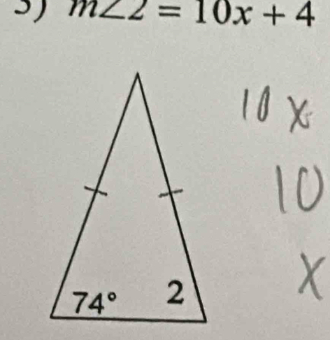 m∠ 2=10x+4