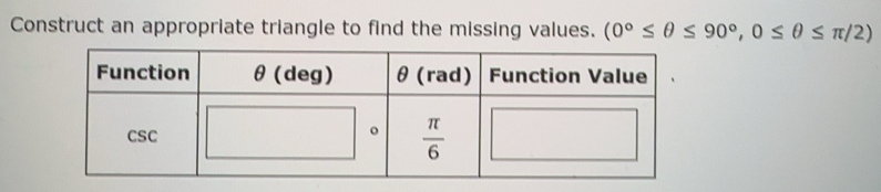 Solved: Construct an appropriate triangle to find the missing values ...