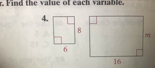 Find the value of each variable. 
4.