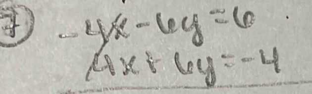 beginarrayr -4x-6y=6 Ax+6y=-4endarray