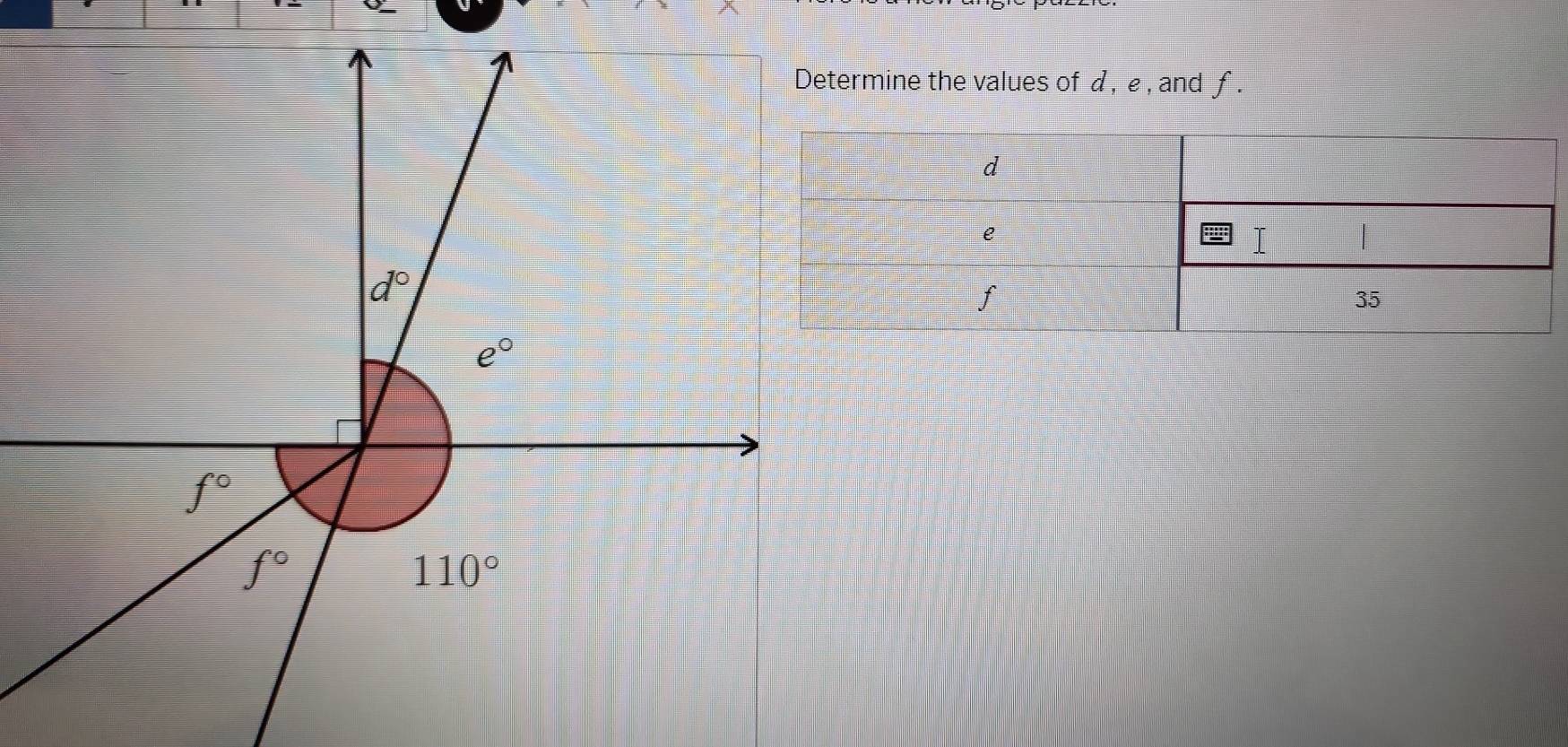 rmine the values of d, £ , and ƒ.