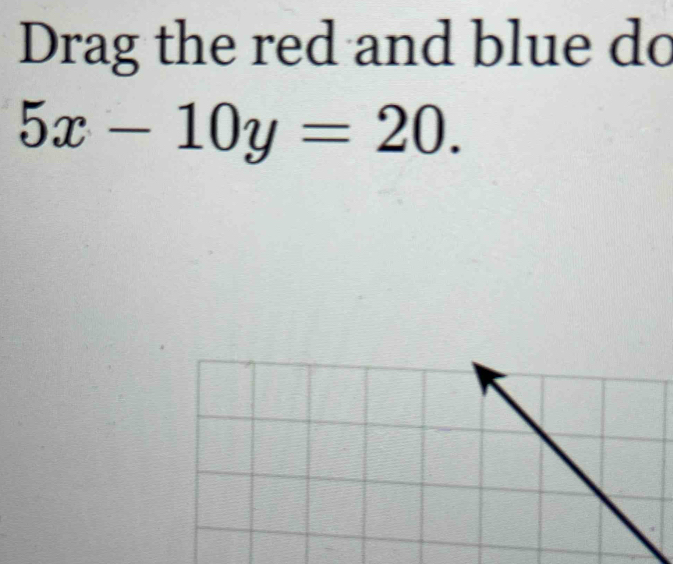 Drag the red and blue do
5x-10y=20.