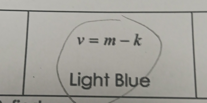 v=m-k
Light Blue