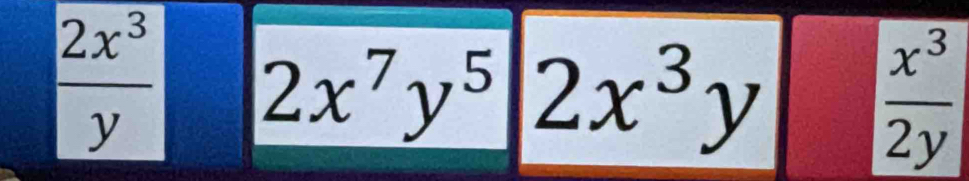  2x^3/y  2x^7y^5 2x^3y  x^3/2y 