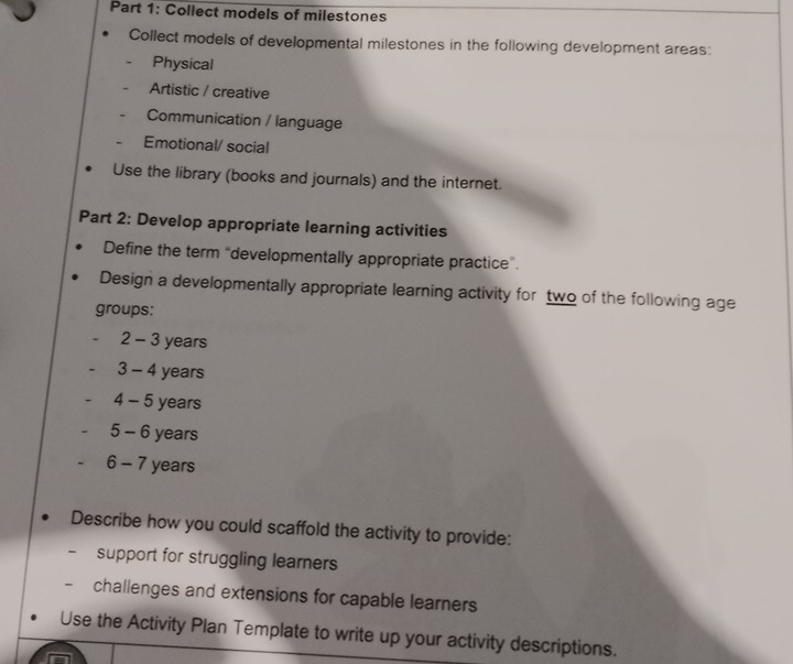 Solved: Collect models of milestones Collect models of developmental ...