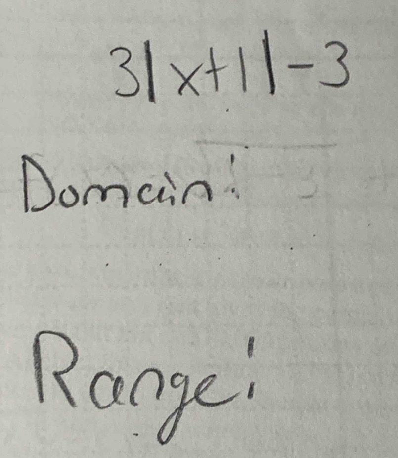 3|x+1|-3
Domain 
Range