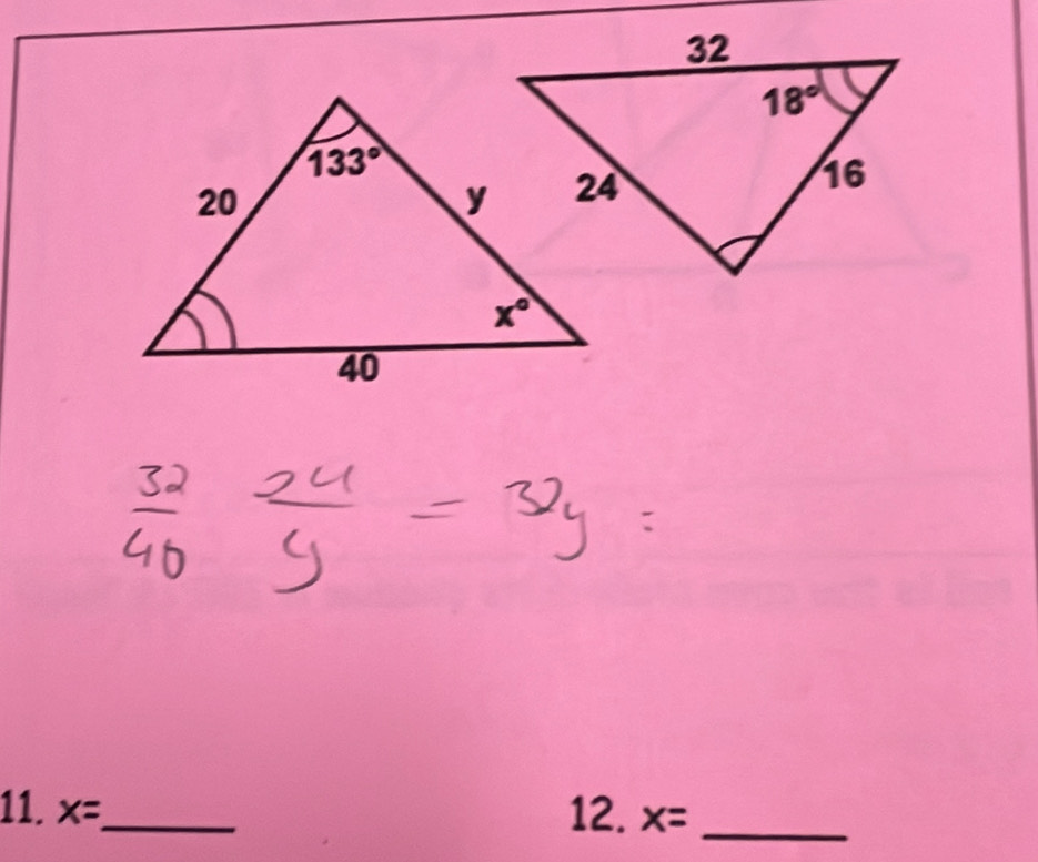 x= _ 12. x= _