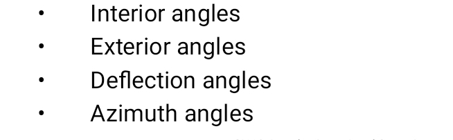 Solved: Interior angles Exterior angles Deflection angles Azimuth ...