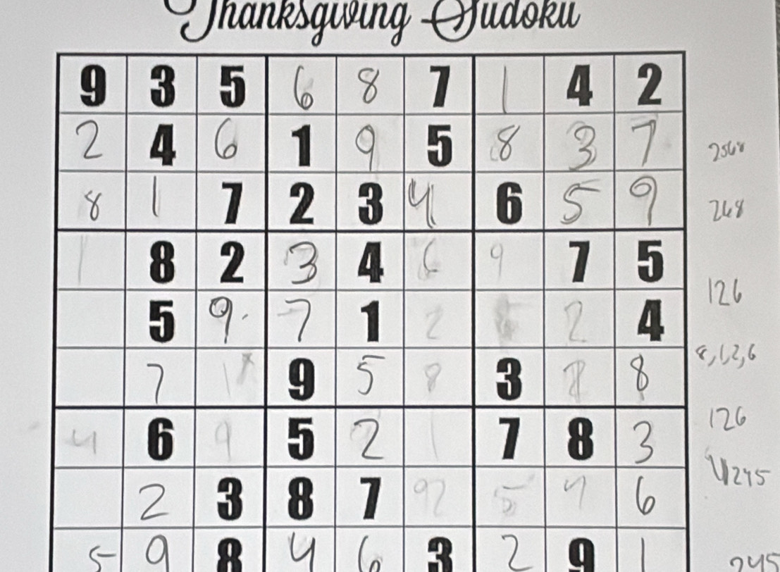 Thanksgwing udoku 
8 
q