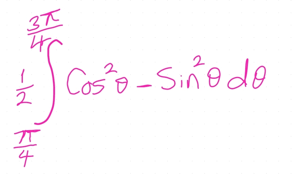  3π /4π  
 1/2 ∈t cos^2θ -sin^2θ dθ
 π /12 