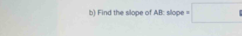 Find the slope of AB : slope =□