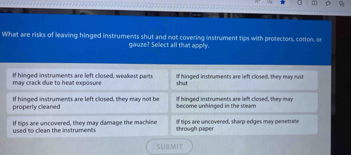 Solved: What are risks of leaving hinged instruments shut and not ...