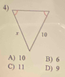 A) 10 B) 6
C) 11 D) 9