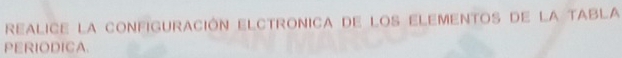 realice la configuración Elctronica de loS Elementos de la TABla 
PERIODICA.